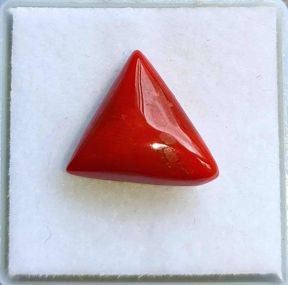 6.58 Ratti Natural Triangle High Red Coral (Munga) Real Moonga Gemstone ...