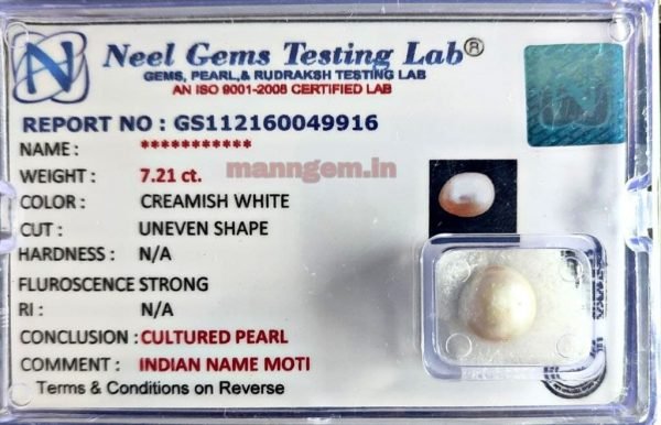 7.21 and 7.69 CT SOUTH SEA Pearl GemStone 100% Certified SOUTH SEA Original Moti Stone - Image 2