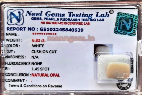 7.57 Ratti 6.82 Carat Natural LOW FIRING Opal Stone Certified Australian A1+ Quality Loose Gemstone for Men & Women