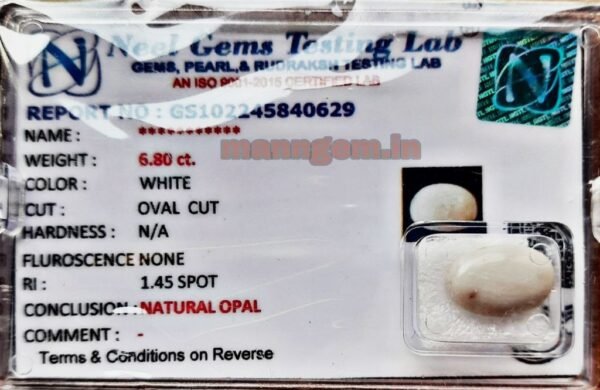 7.55 Ratti 6.80 CT Natural GUD FIRING Opal Stone Certified Australian A1+++ Quality Loose Gemstone for Men & Women