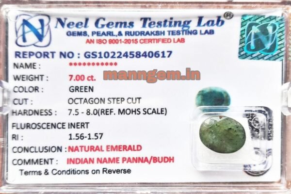 7 Carat (Panna Stone) Certified Natural Gemstone