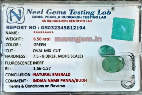 6.50 Ratti (Panna Stone) Certified Natural Gemstone