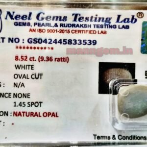 9.36 Ratti 8.52 CT Natural GUD FIRING Opal Stone Certified Australian A1+++ Quality Loose Gemstone for Men & Women