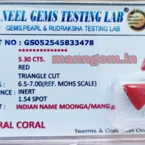 5.88 Ratti 5.30 Carat Natural Triangle High Red Coral (Munga) Real Moonga Gemstone/Birthstone for Men and Women +A