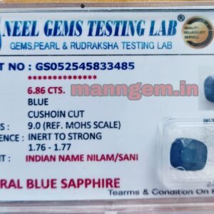 7.62 Ratti 6.86 Carat (NEELAM/NILAM Stone) Certified Natural Quality Gemstone Gud Transparency AAA+++ Quality