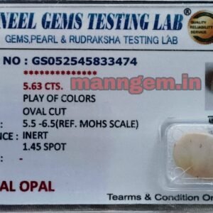 6.25 Ratti 5.63 CT Natural VERY GUD FIRING Opal Stone Certified Australian A1+++ Quality Loose Gemstone for Men & Women